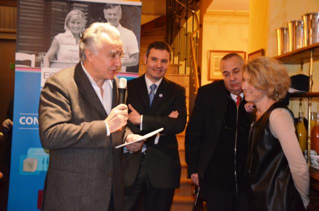De g à d : Alain Ducasse, Michel Filsi, Thierry Brenner et Corinne Menegaux lors d'une présentation gourmande et conviviale de l'édition 2012 du salon.