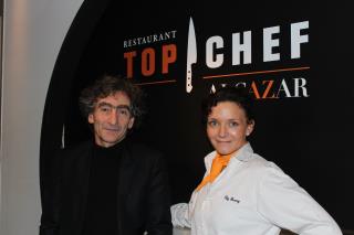 Michel Besmond, directeur général de l'Alcazar à Paris et Fanny Rey, finaliste de Top Chef et en...