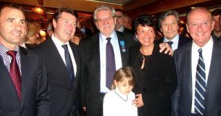 Roger Roux maire de Beaulieu-sur-Mer, Christian Estrosi, Gilbert Vissian avec sa femme Annick et sa...