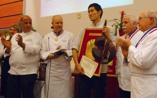 Karine Natale, proviseur, Kamal Rahal chef-pâtissier marocain, président de jury,  Pierre Caillet,...