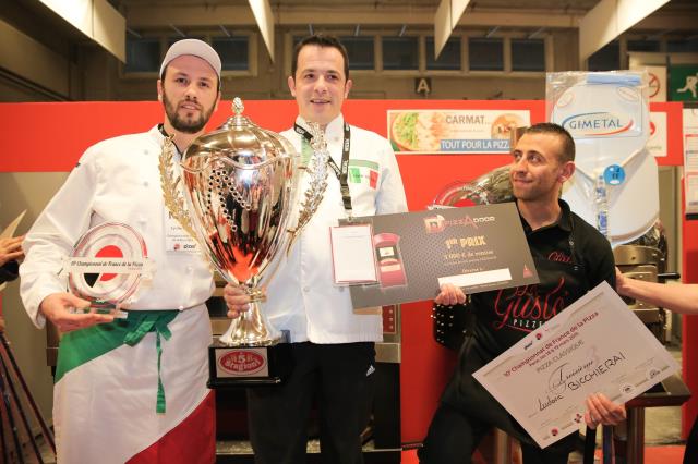 Nicolas Ribera, le vainqueur du championnat de France de la pizza de 2015, Cyrille Trinel le vice-champion, et Ludovic Bicchierai, 3e.