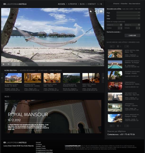 La page d'accueil du site Luxury Dream Hotels.