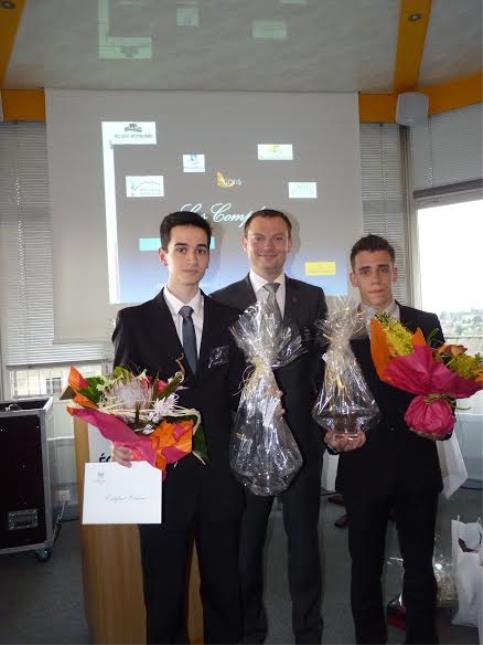 De gauche à droite : Maxime Lamour, le président de jury Frédéric Kaiser, et Valentin Lefebvre.