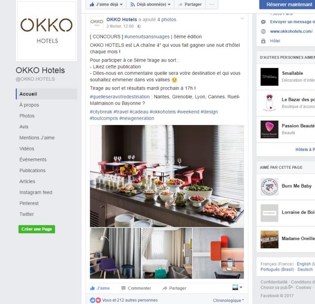 Le groupe Okko en est à sa 5ème édition du concours Facebook #Unenuitsansnuages