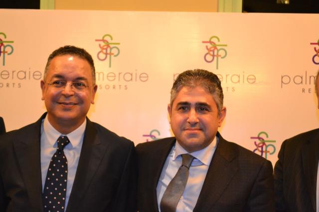 Le ministre du tourisme marocain Lahcen Haddad, et Hicham Berrada Sounni, président de Palmeraie Resorts et co-président de la holding Palmeraie.