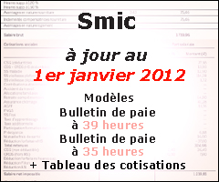 Smic � jour au 1er janvier 2012