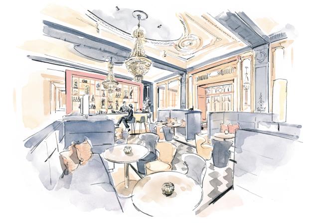 Le bar du Bellevue, restaurant d'application flambant neuf de l'Institut Glion, s'inspire des codes du luxe des tables gastronomiques.