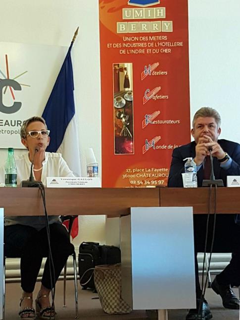 Véronique Gaulon, présidente Umih Berry, et Thierry Grégoire.