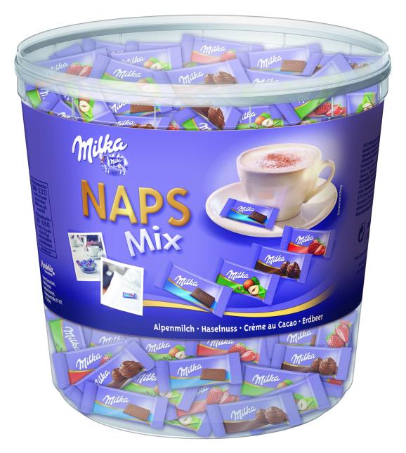 Les Naps Mix de Milka, un des cinq accompagnements gourmands.