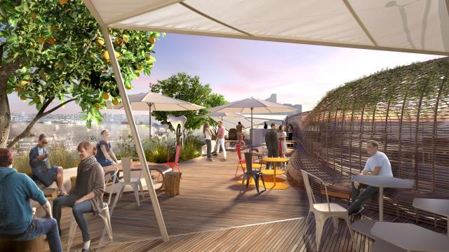 Image 3D du toit terrasse végélatlisé de 110 m2.