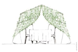 Croquis de dais végétaux dessinés par Germain Bourré pour l'ancien restaurant de Laurent Azoulay «...