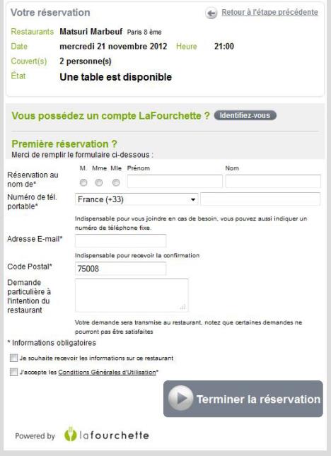 Réservation LaFourchette.