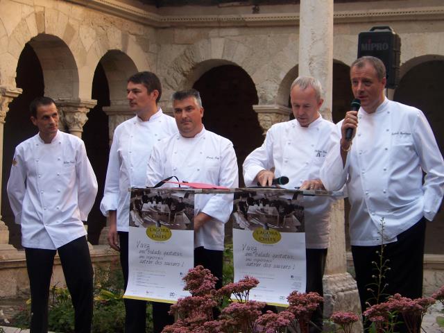 Les chefs lors de la présentation de l'association : (de gauche à droite) :  Julien Taurant, Sébastien Desestret, Bruno Ray, Philippe Girardon et Patrick Henriroux