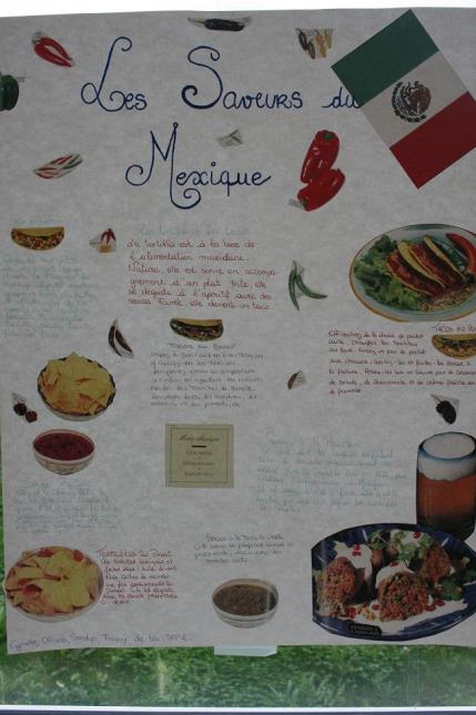 Planche d'exposition réalisée par les élèves sur le Mexique et ses traditions culinaires.