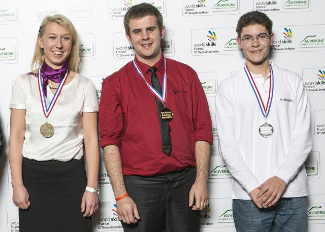 Podium cuisine : 3e Caroline Liénart, 1er Rudy Langlais, et 2e Paul Marcon.