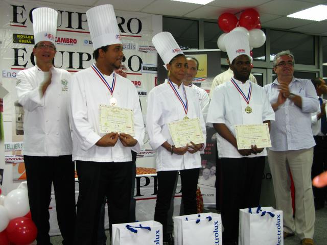 Les lauréats de la première édition du Trophée des Cuisiniers Région Guadeloupe, catégories formation
