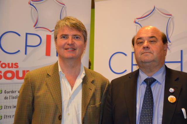 De g à d : Jean-Philippe Verger (Delenate Agency, e-Restaurant NFC) et Gérard Guy sur le stand de la CPIH.