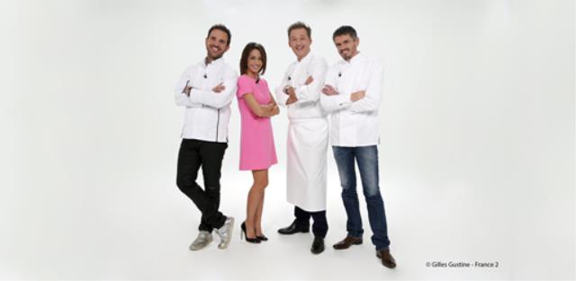 Christophe Michalak, Virginie Guilhaume, Pierre Marcolini et Christophe Adam pour le nouveau concours de France 2