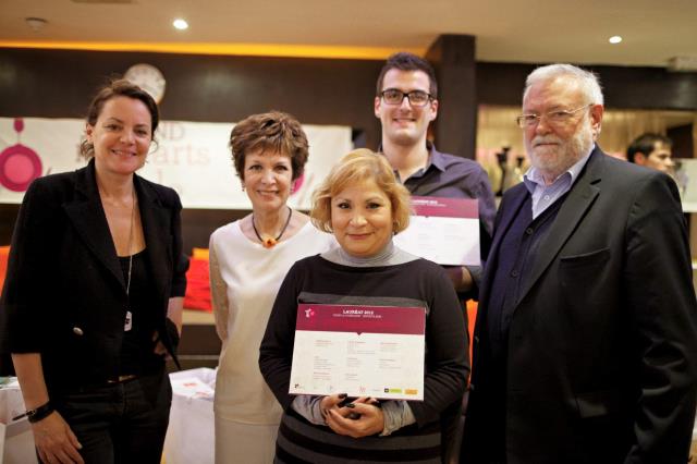 De gche à dte : Cendrine Dominguez, marraine de l'édition 2012, Catherine Laborde, présidente du jury, Valéria Rosasse, Mathieu Pericau, et Guy Bourgeois, président de la Confédération des Arts de la table.