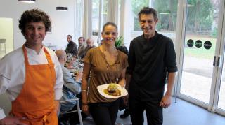 De gauche à droite,  Matthieu Detchart, Franck Roy, Fabienne Meunier, les piliers  du Bistrot du...