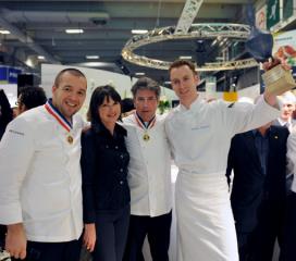 Guillaume Gomez, directeur technique, Sabine Masse, Michel Roth, président du concours et le...
