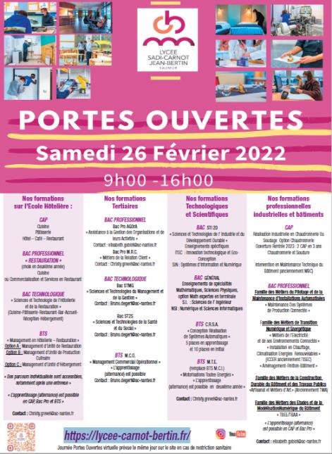 Journée portes ouvertes le samedi 26 février