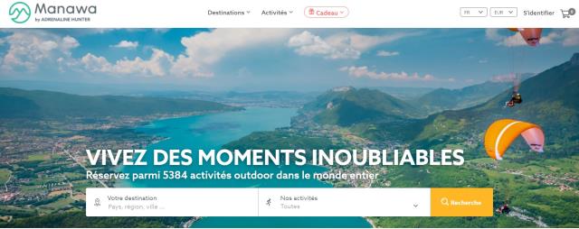 Manawa propose plus de 5 500 activités de plein air à la réservation.