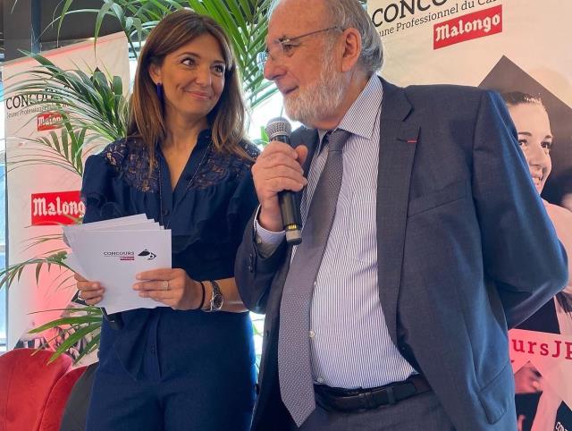 L'animatrice Carine Teyssandier et Jean-Pierre Blanc, directeur général des cafés Malongo.