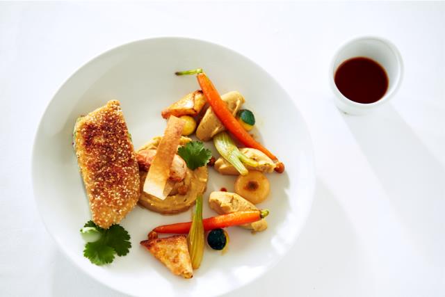 Cuisine imaginative et contemporaine avec un ingrédient imposé, un poisson Bio, Label rouge