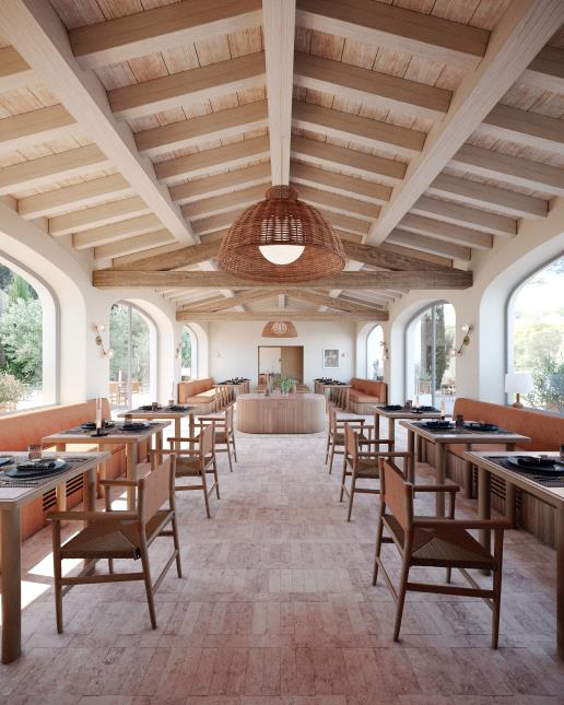 La salle du restaurant gastronomique réaménagée de manière plus contemporaine.