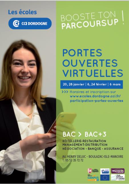 Portes Ouvertes Post-Bac 100% digitales aux Écoles de la CCI Dordogne Campus Boulazac