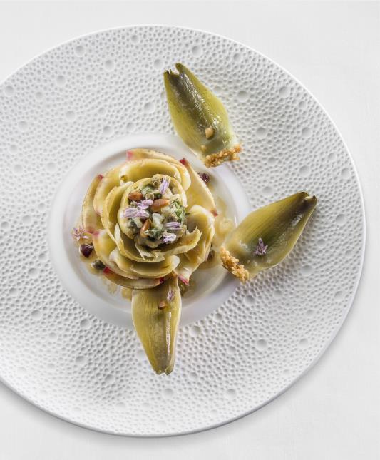 Artichauts barigoule, vinaigrette au jus de cuisson