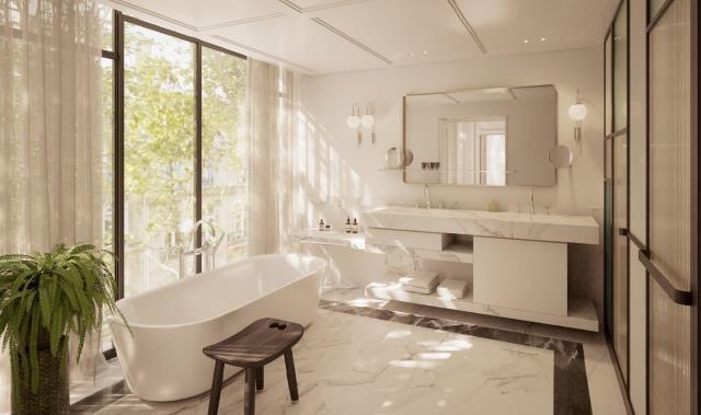 Une salle de bains de l'hôtel Kimpton St Honoré Paris.