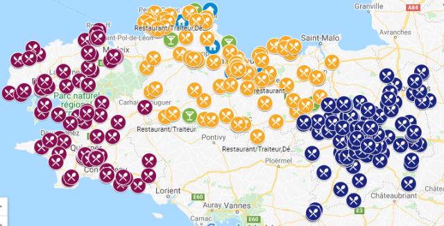 Cette carte recense les adhérents qui réalisent de la vente à emporter. Les hôtels ouverts peuvent aussi se signaler.