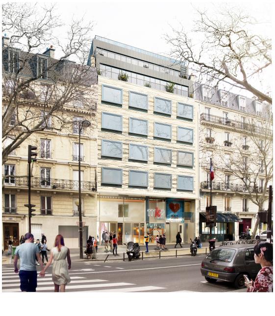 La façade du futur hôtel Paradiso, Paris (XIIe).