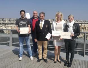 De gauche à droite : Olivier Andrieu, Christophe Bzerovska, Jean Lanau, Anne Poupart et Fanny...