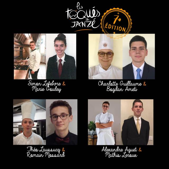 Les finalistes : Théo Laussucq & Romain Mossard / Charlotte Guillaume & Bogdan Ameti / Simon Lefebvre & Marie Gouley / Alexandre Aguet & Mathis Leroux