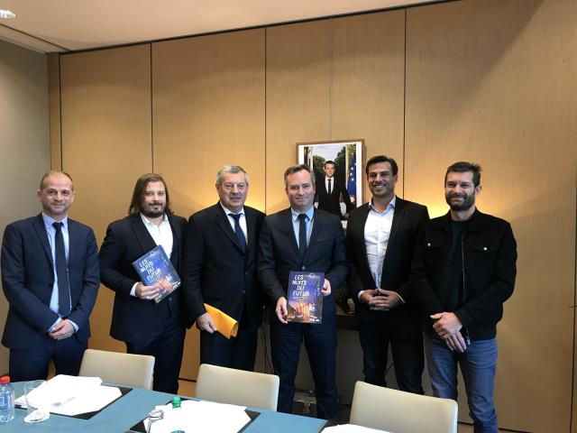 De g à d : Rémi Calmon (Sneg&Co), Aurélien Dubois (CSLMF), Roland Héguy, Jean-Baptiste Lemoyne, Thierry Fontaine et Frantz Steinbach (ECN).