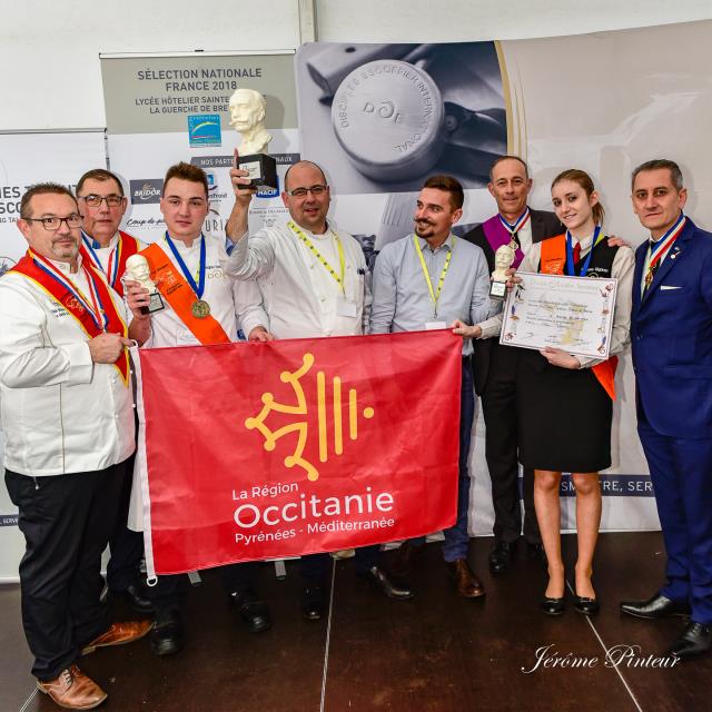 Le binôme gagnant de la finale France : Grégory Dattiches en cuisine et Océane Giganon pour la délégation du Grand Sud Oues