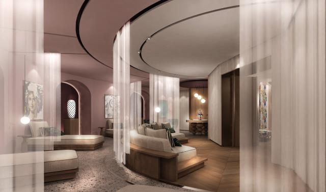Vue 3D de l'espace relaxation du nouveau spa du Negresco, N Le Spa.