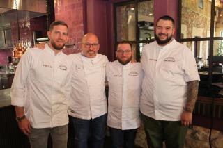 Mikaël Meunier, Franck Putelat, Julien Bousquet et Clément Briand Seurat réunis après l'annonce du...