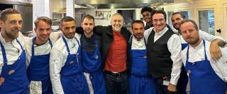 De gauche à droite : Michel Roux Jr au centre, Ronan Kervarrec (la Table de Ronan – Le Saison) et...