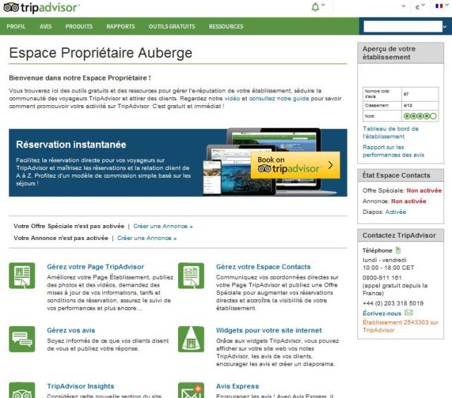 Récupérer son espace propriétaire est la première étape pour contrôler sa eréputation sur TripAdvisor