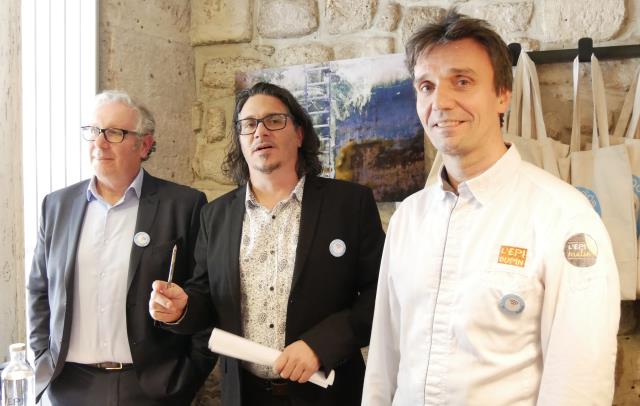 Bernard Boutboul, Lucien Bertotti et François Pasteau lors du lancement de la Brigade Digitale à L'Epi Dupin, Paris VIe