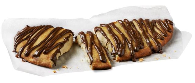 « Choco Bread», bâtonnets de pâte à pizza nappés d'une sauce saveur chocolat-noisettes.