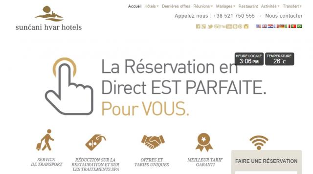 La page d'accueil de ce groupement d'hôtelier en Croatie est sans équivoque