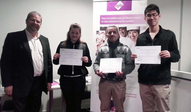 Jean-Pierre Chysclain, conseiller technique & formateur Aghir et les lauréats Lavinia Bora, Slimane Ouahes et Shuai Ding