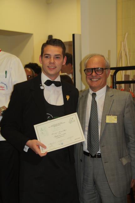 Maxime Blaise (Strasbourg), 1er prix Sommellerie avec Philippe Broussou, proviseur du lycée de Grenoble