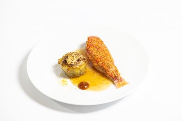 Rouget artichaut condiment agrume corsé jus de céleri Packshot