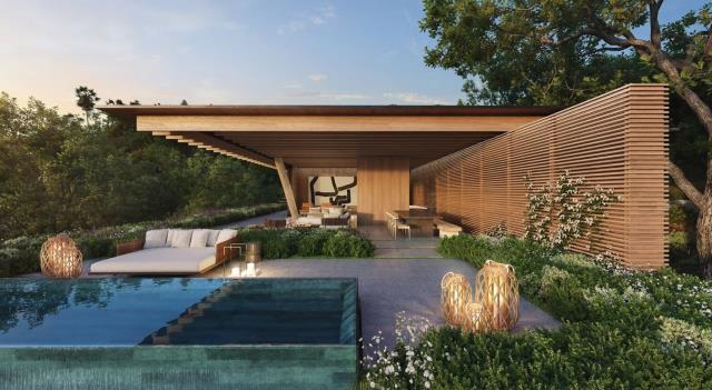 Projet de bungalow de luxe  du futur boutique-hôtel Bulgari Resort Los Angeles, à Santa Monica.